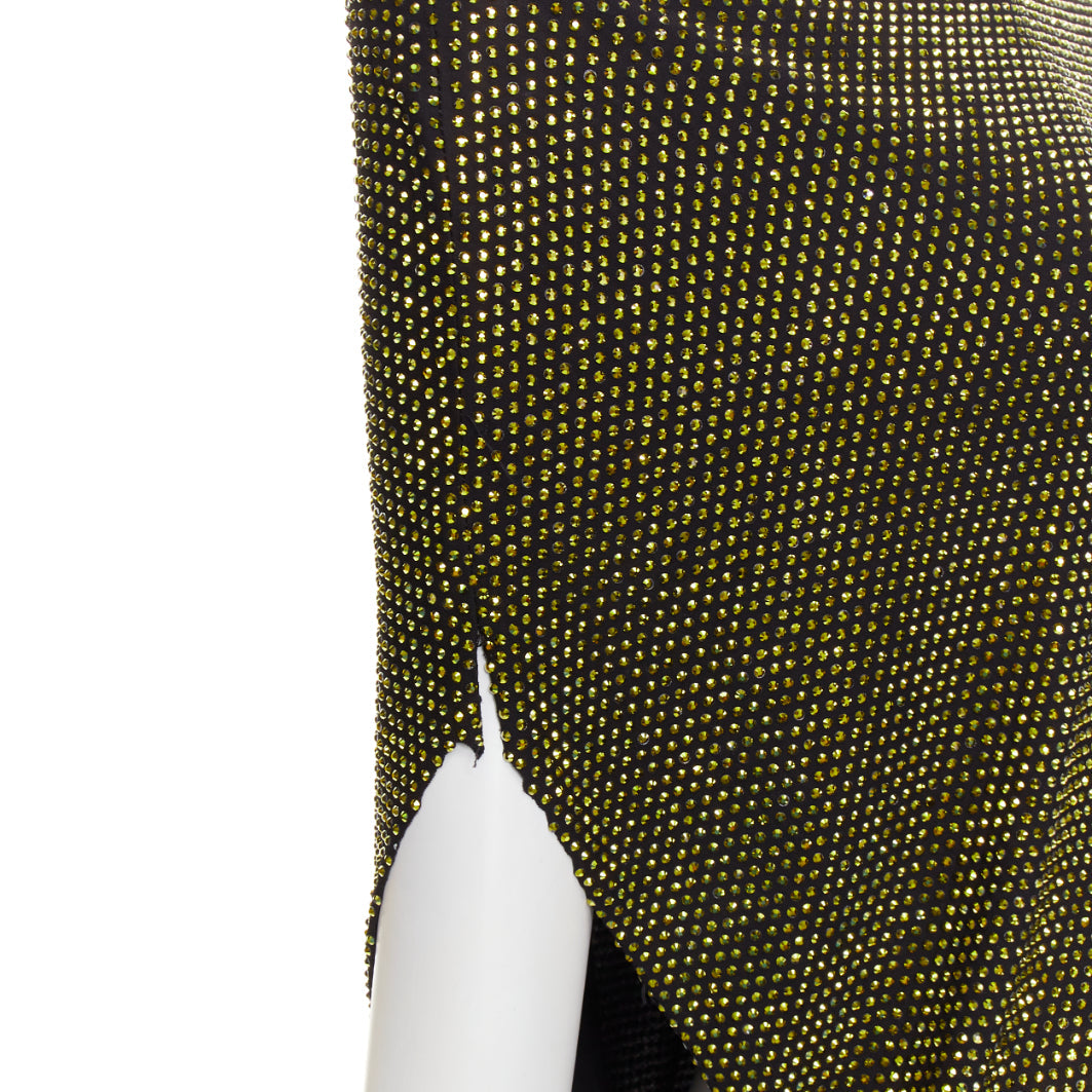 ALEXANDRE VAUTHIER black gold strass crystal asymmetric one shoulder mini dress