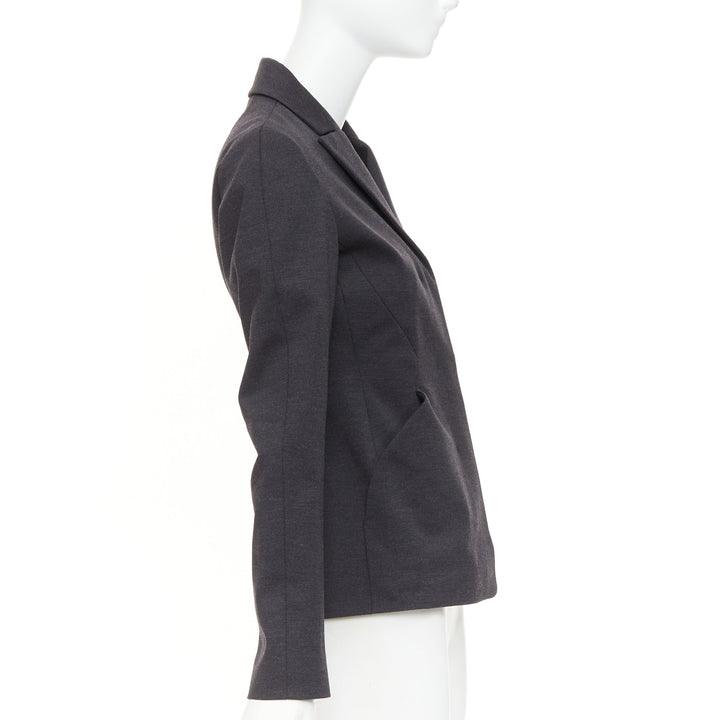 JIL SANDER grey wool curved sleeve sculptural hourglass 3D cut blazer FR34 XS