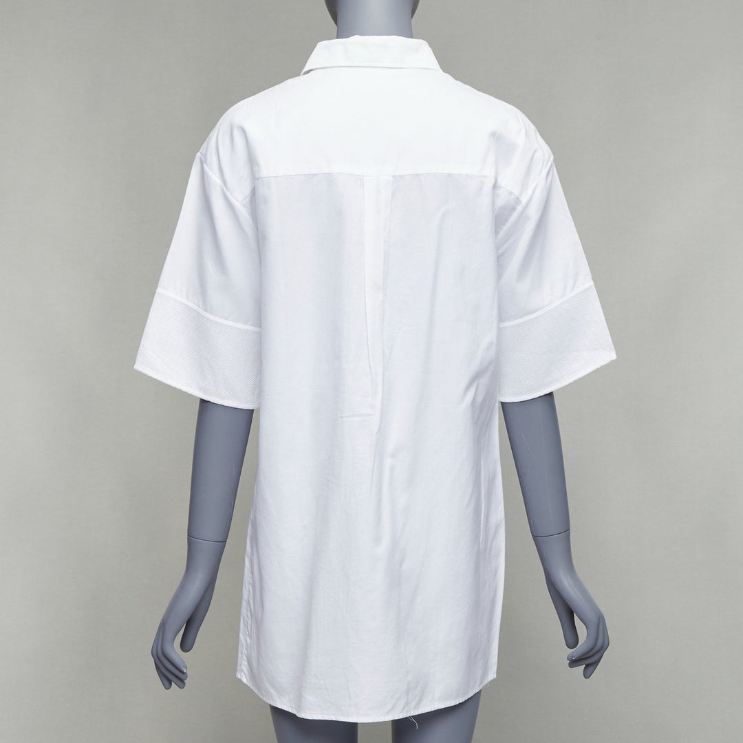 VALENTINO white cotton button front stiff sleeves mini shirt dress IT38 XS