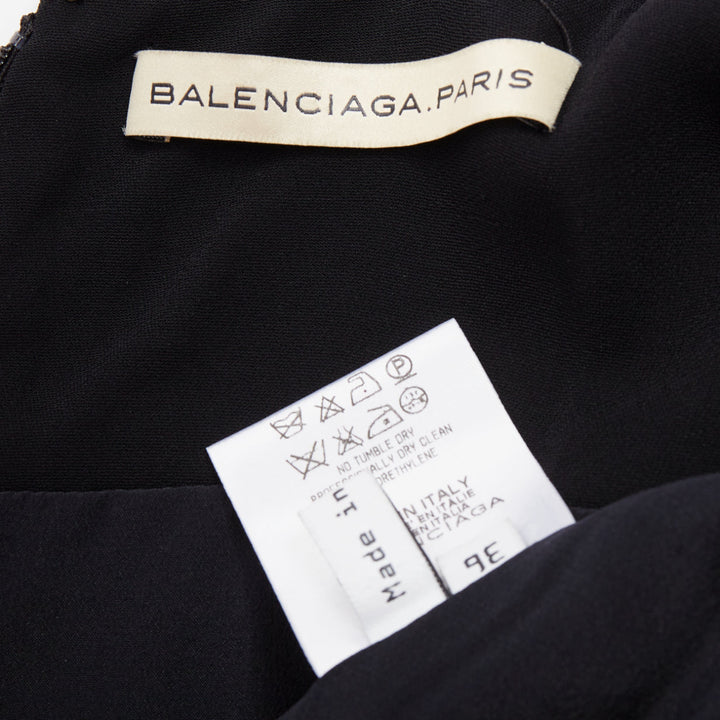 BALENCIAGA Nicolas Ghesquiere 2007 black cream square neck back dress FR36 S