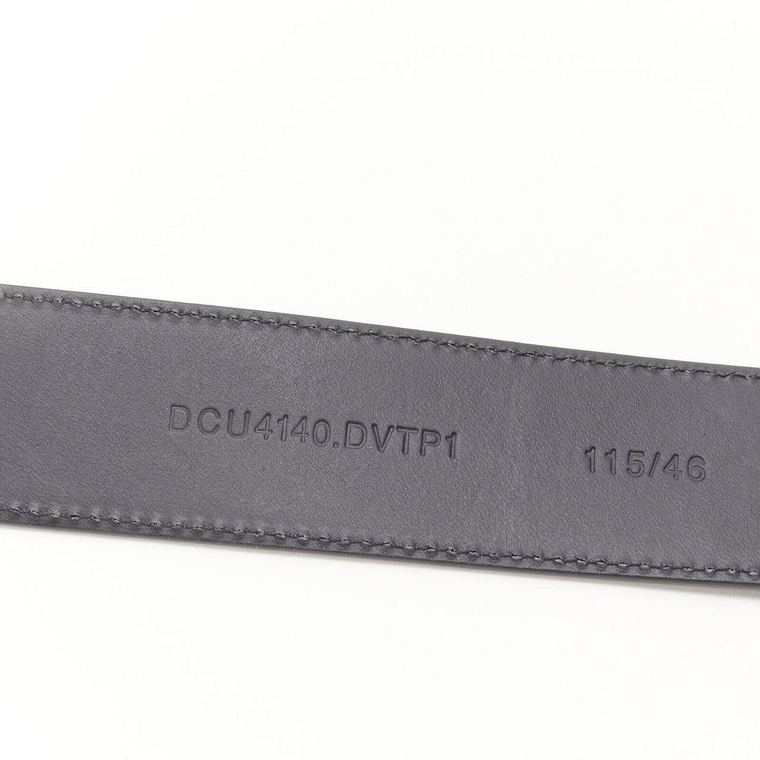 VERSACE La Medusa ruthenium silver buckle black leather belt 115cm 44-48"