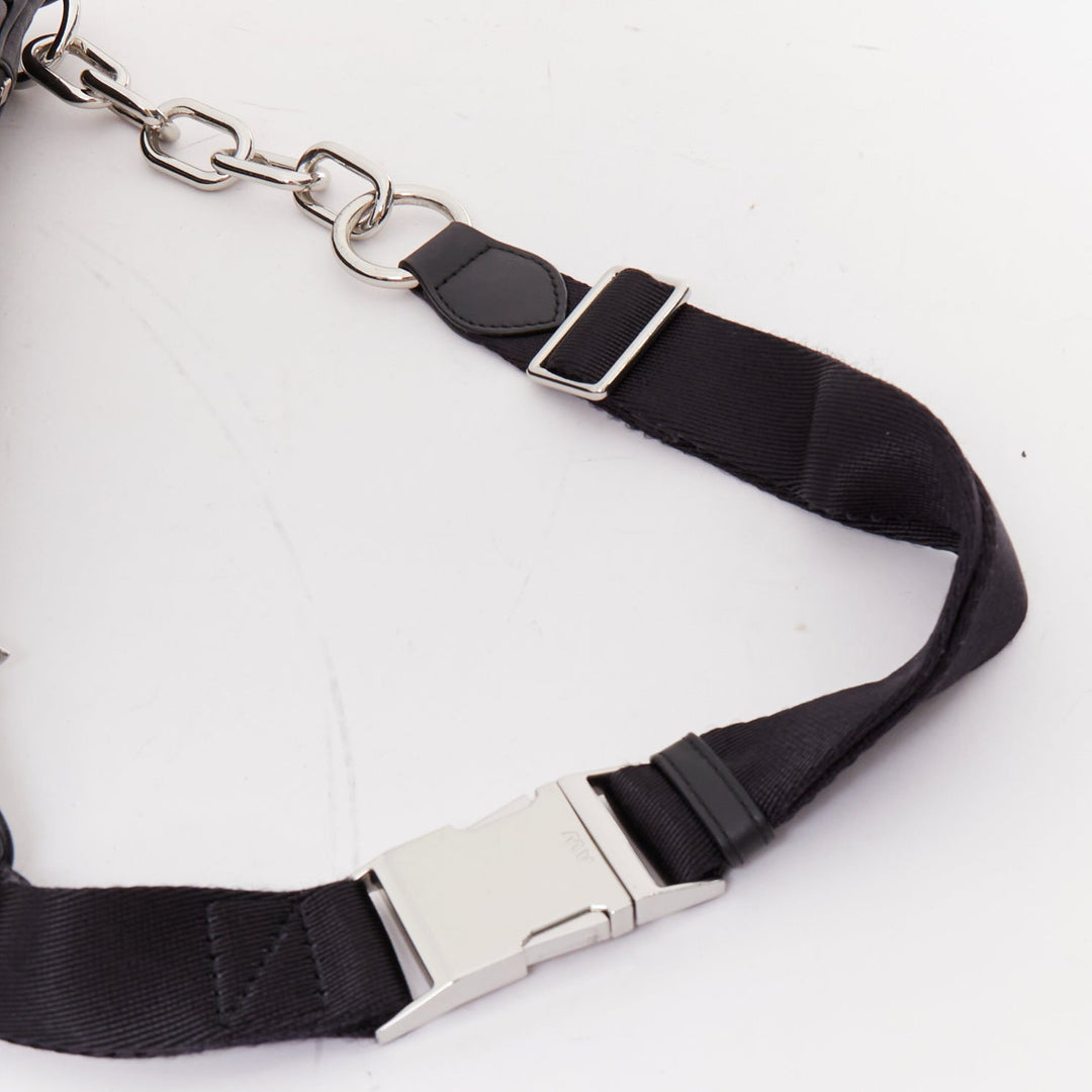 ALEXANDER WANG Attica black leather silver multi zip waist belt bag