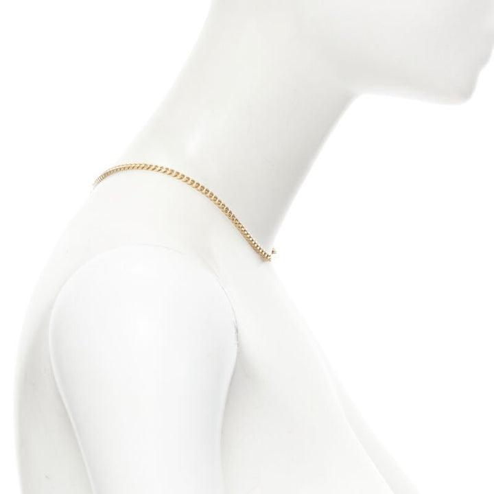 BOTTEGA VENETA gold tone BV ID choker chain necklace