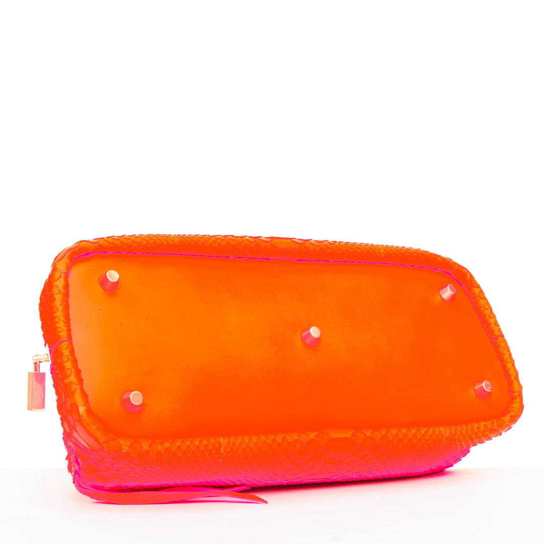 CELINE 2011 Runway Phoebe Philo I Need A Doctor neon orange matte python bag