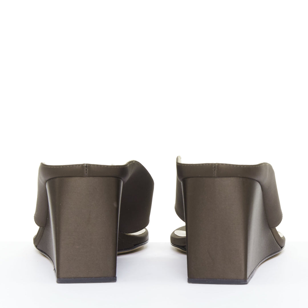 ALAIA Tong 75 brown satin sculptural wedge open toe thong sandals EU37