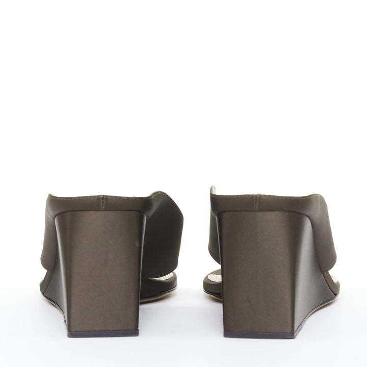 ALAIA Tong 75 brown satin sculptural wedge open toe thong sandals EU37