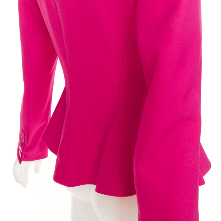 ALEXANDRE VAUTHIER hibiscus pink padded shoulder wasp waist peplum blazer S