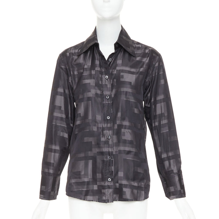 GUCCI SS1998 Tom Ford Vintage black grey geometric Square jacquard shirt IT38 XS