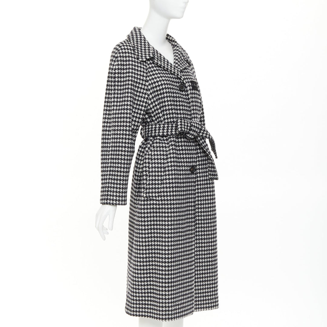 MIU MIU 2022 Pied De Poule houndstooth virgin wool logo applique coat IT38 XS
