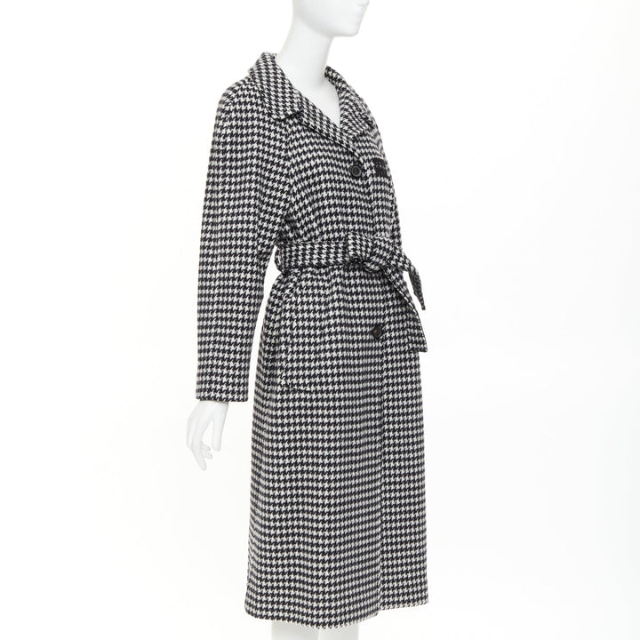 MIU MIU 2022 Pied De Poule houndstooth virgin wool logo applique coat IT38 XS