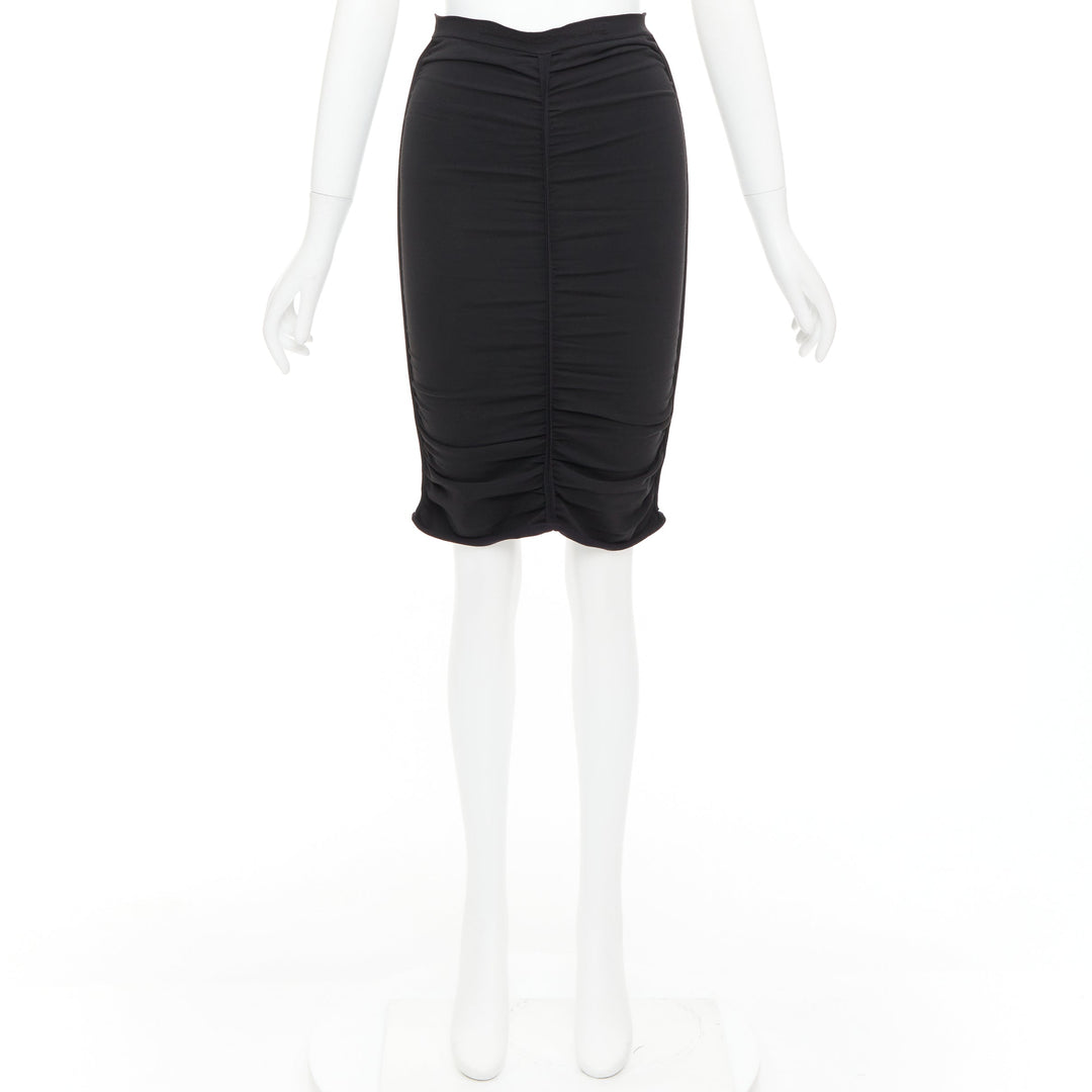 ALEXANDER WANG black ruched gathered high waisted pencil skirt S