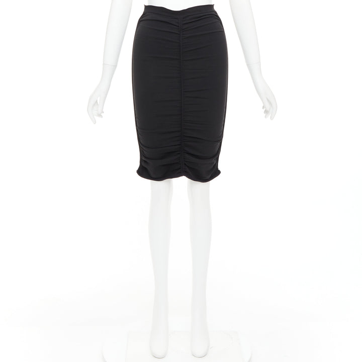ALEXANDER WANG black ruched gathered high waisted pencil skirt S