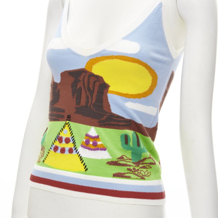 rare DSQUARED2 Vintage Y2K Camping Scene knitted camisole tank S