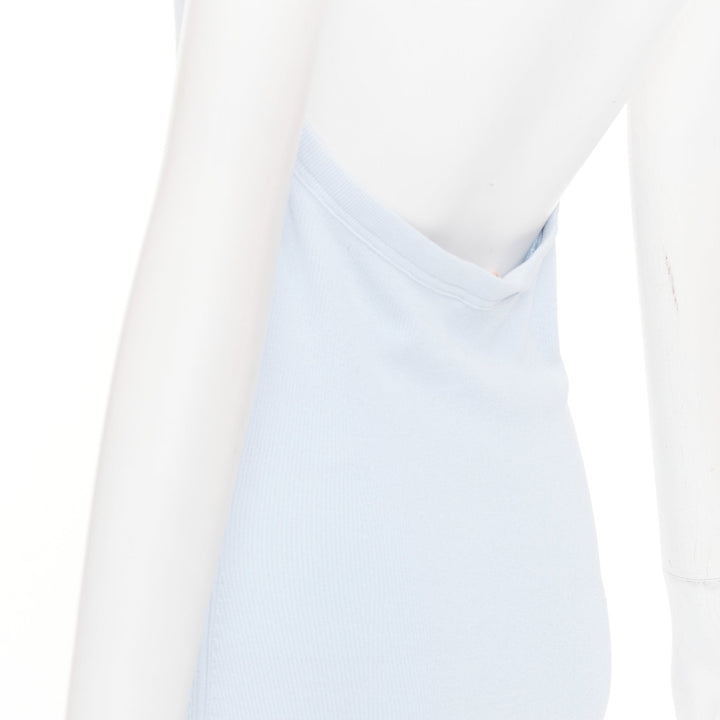 PROENZA SCHOULER 2022 Meryl light blue ribbed knit cotton blend dress L