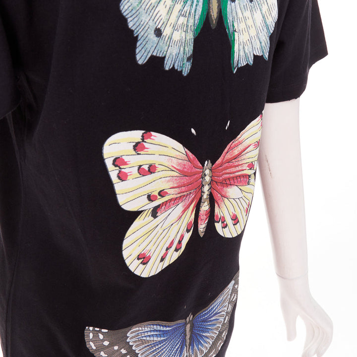 GUCCI 2018 black cotton vintage logo embroidered dragonfly jersey tshirt XS