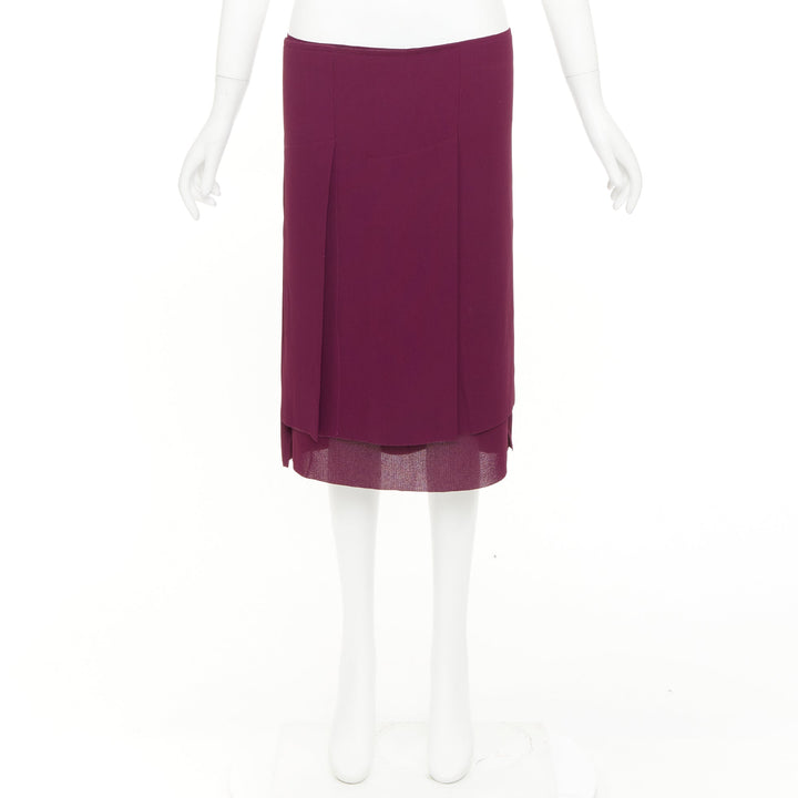 COMME DES GARCONS 1998 Vintage burgundy layered darted pleat self wrap skirt S