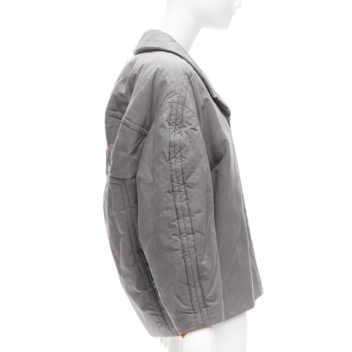 MARNI grey washed cotton brown lined padded cocoon MA1 jacket IT36 XS