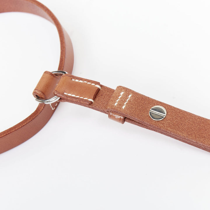 HERMES natural bridle leather outdoor picnic plaid blanket carry strap