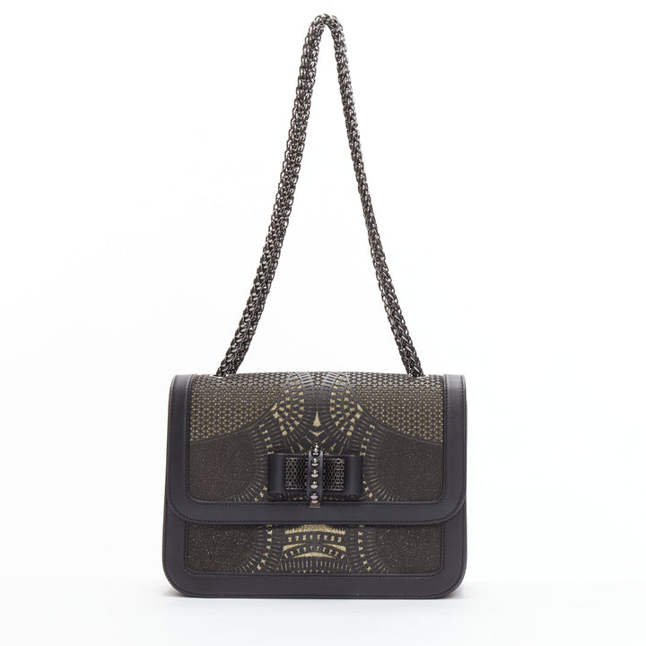 CHRISTIAN LOUBOUTIN Sweet Charity black gold glitter lasercut flap shoulder bag