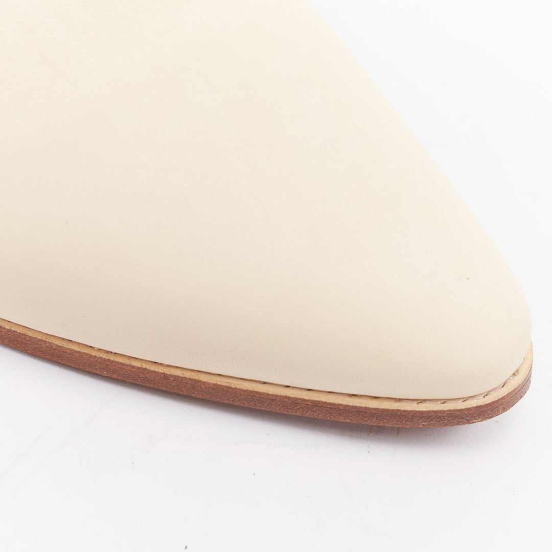 CELINE 2020 Janco Babouche off white leather gold logo step back slipper EU37