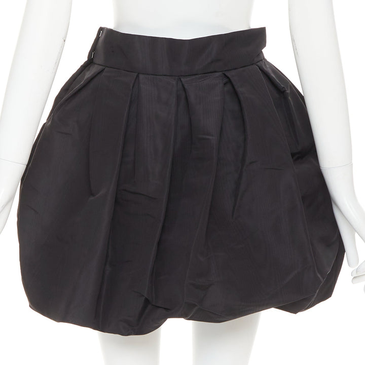 ALEXANDRE VAUTHIER black taffeta silk pleated high waist short bubble skirt