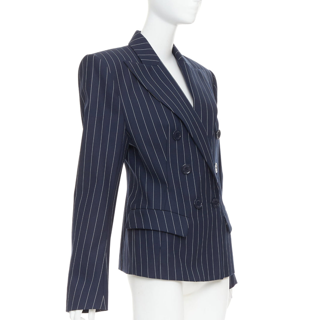 ALEXANDRE VAUTHIER navy blue pinstripe double breasted blazer jacket FR36 S