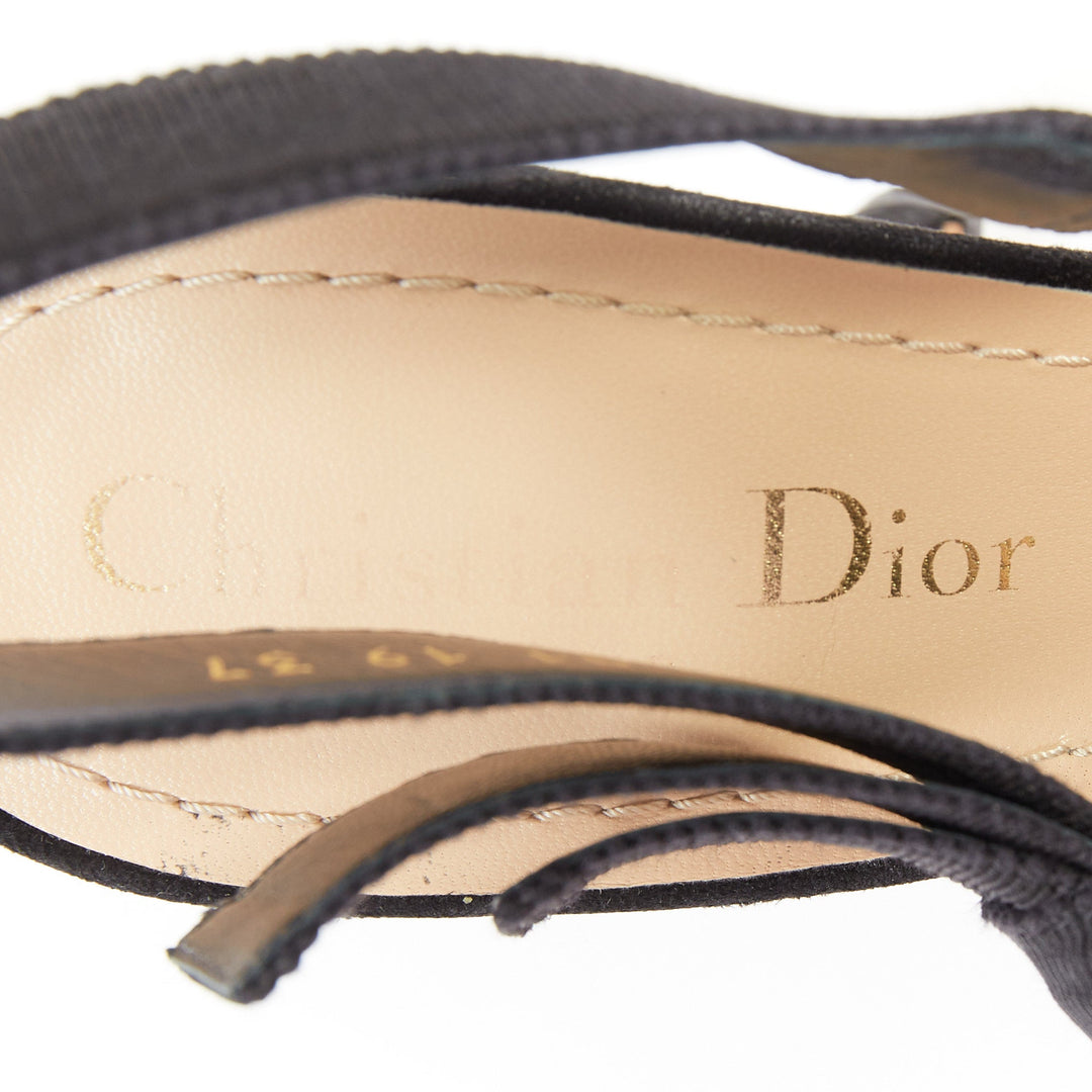 CHRISTIAN DIOR 2021 J'Adior black technical mesh 3D chiffon floral pumps EU37D