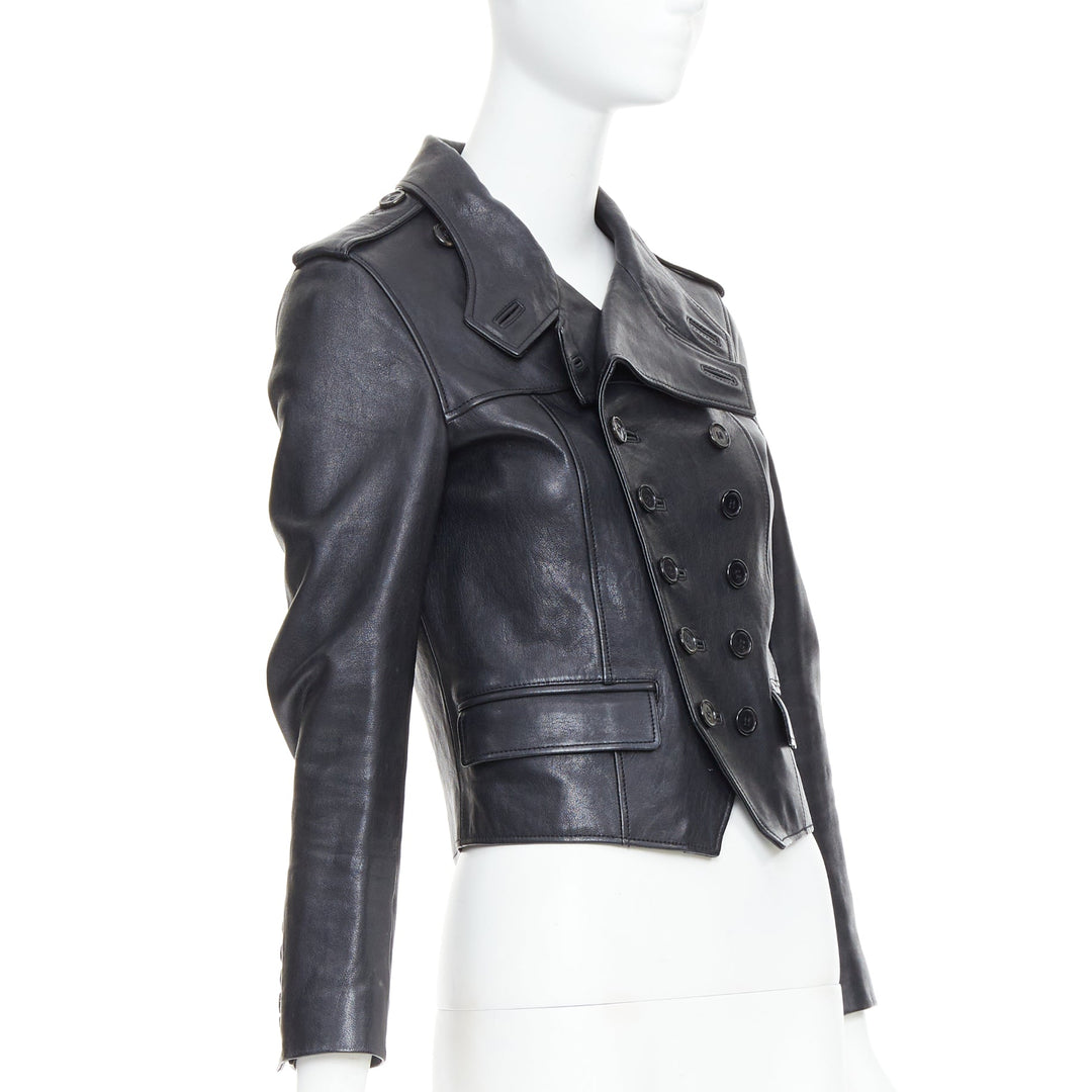 SAINT LAURENT Hedi Slimane 2014 black cropped smoking spencer jacket FR36 S