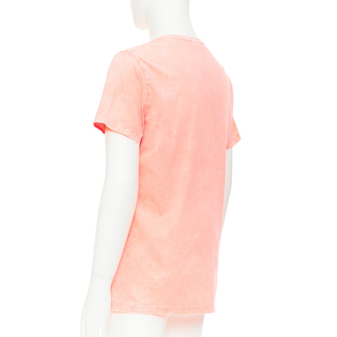 BALMAIN pink washed cotton jersey retro beach sunset graphic logo t-shirt L
