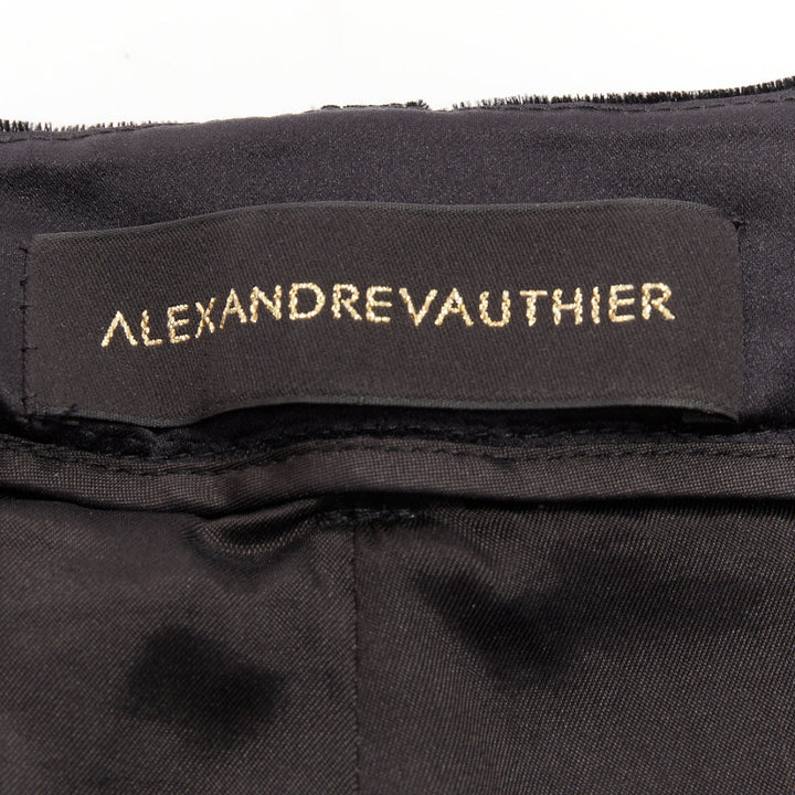 ALEXANDRE VAUTHIER COUTURE black velvet flower crystal button knee pants
