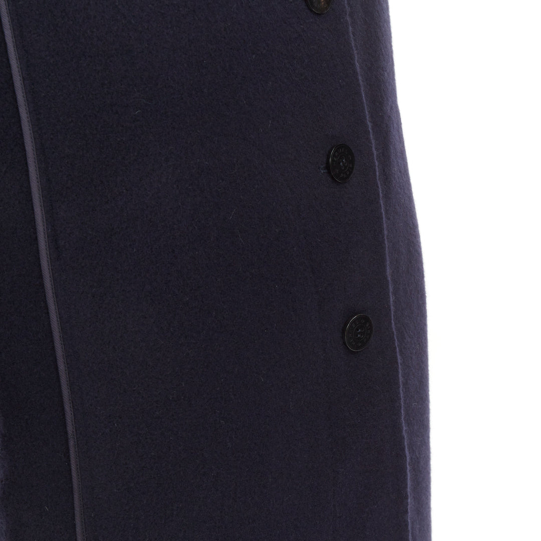 HERMES solid black double face pure cashmere single breasted outerwear FR34 XS
