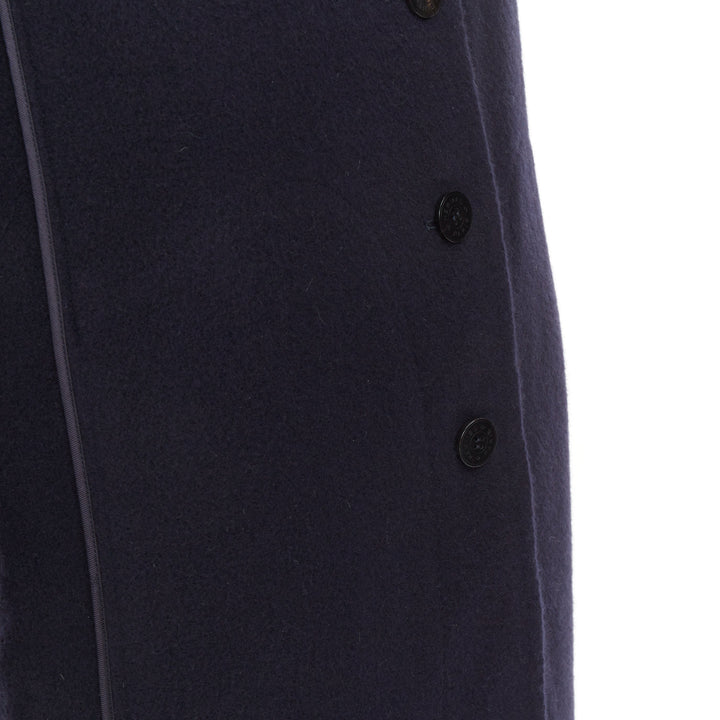 HERMES solid black double face pure cashmere single breasted outerwear FR34 XS