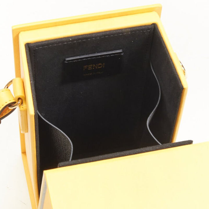 FENDI Vertical Box signature yellow black crossbody structured bag