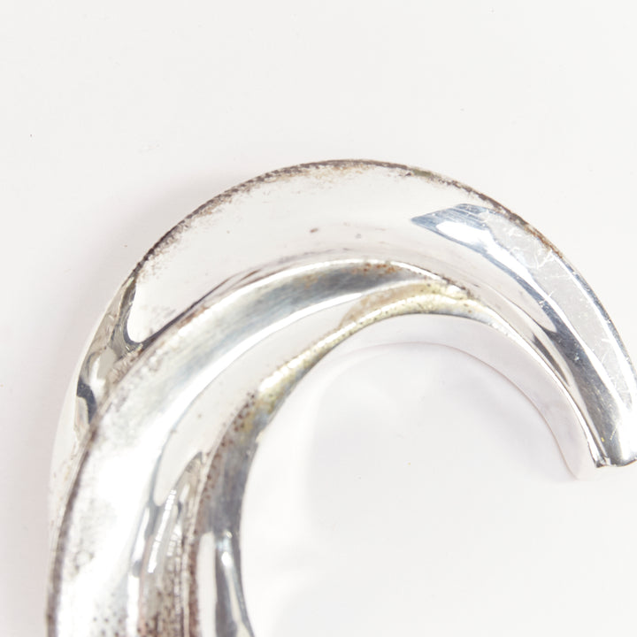 rare PATRICIA VON MUSULIN 1990s Modernism Wave asymmetric 925 silver bangle cuff