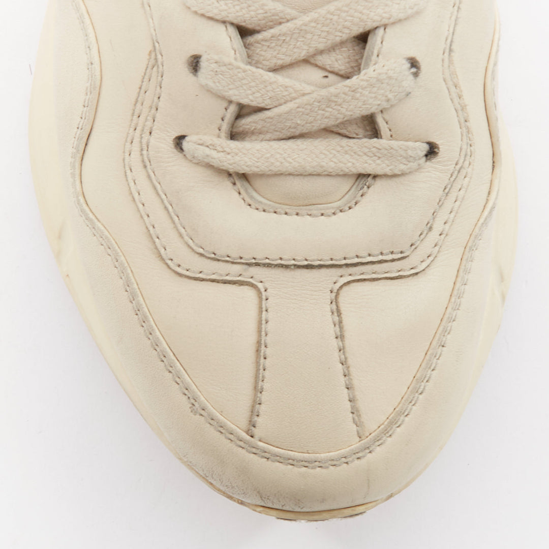 GUCCI Alessandro Michele Rhyton cream leather lace up chunky dad sneakers EU37