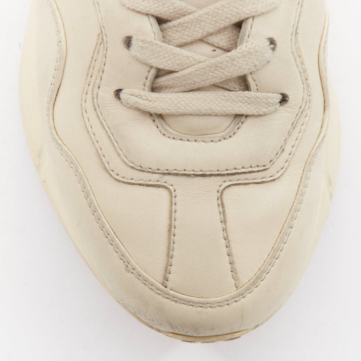 GUCCI Alessandro Michele Rhyton cream leather lace up chunky dad sneakers EU37