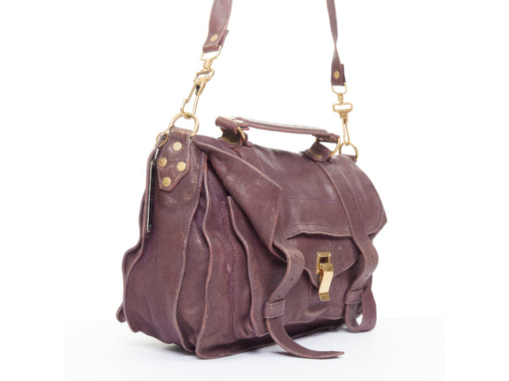 PROENZA SCHOULER PS1 Medium purple leather gold hardware flap satchel bag