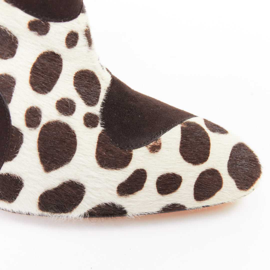 BRIAN ATWOOD Camoscio brown suede calf hair multi animal cut out booties EU38.5