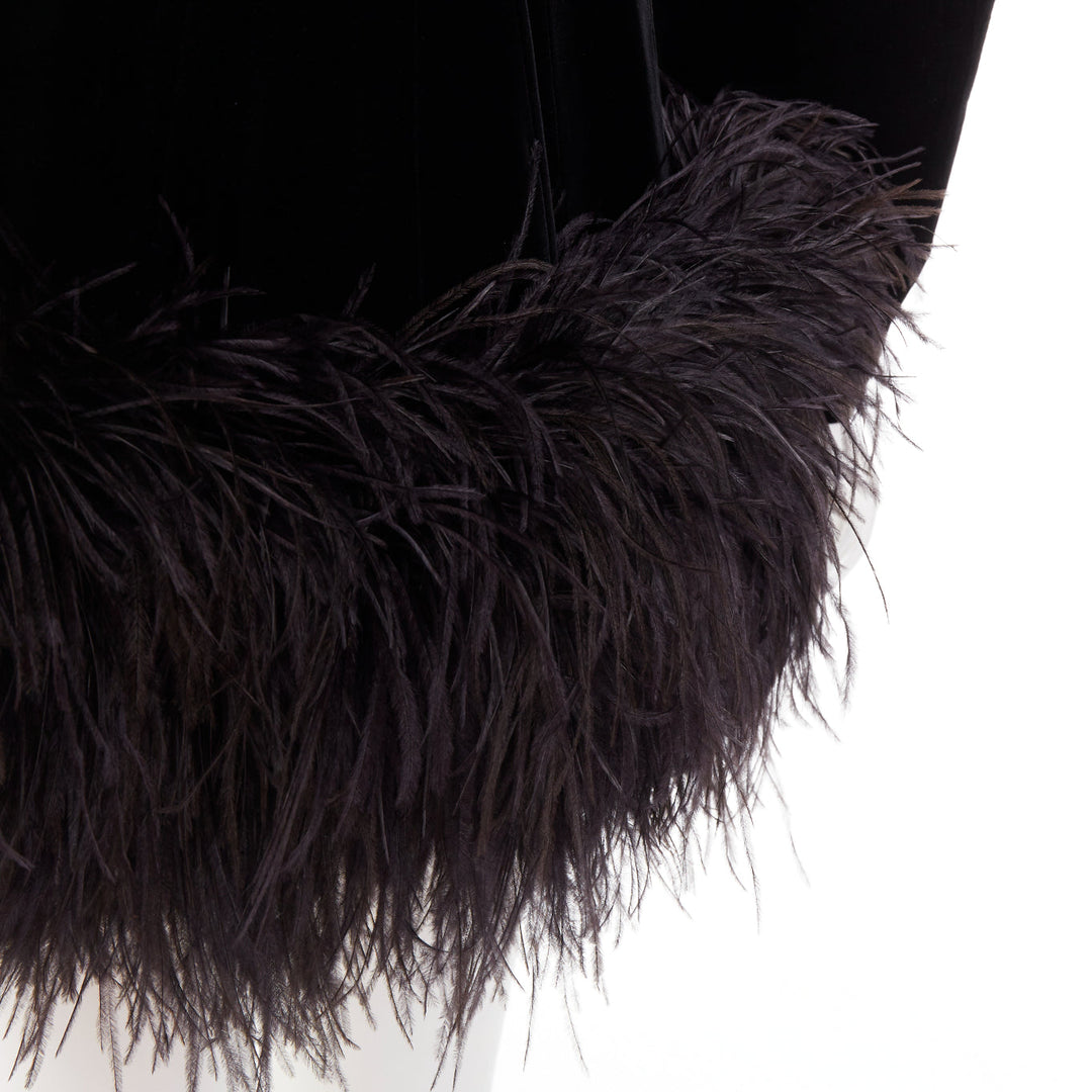 ALEXANDRE VAUTHIER COUTURE SS2022 Runway black velvet feather puff coat dress