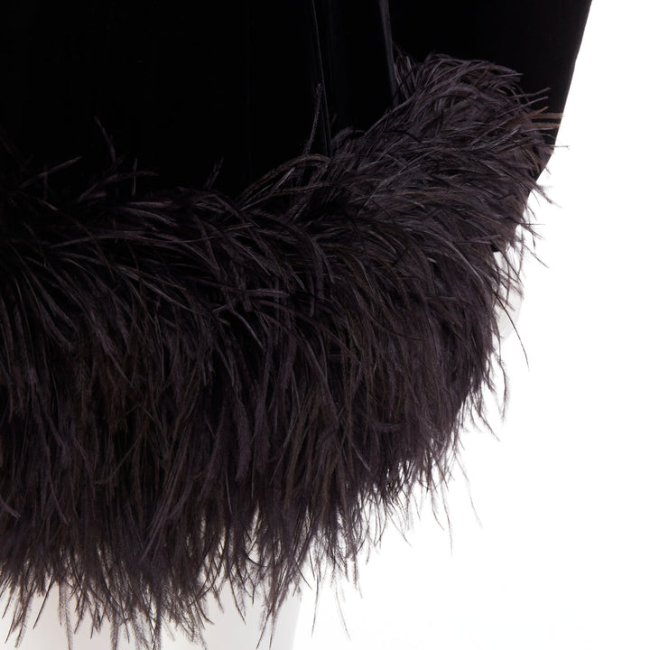 ALEXANDRE VAUTHIER COUTURE SS2022 Runway black velvet feather puff coat dress