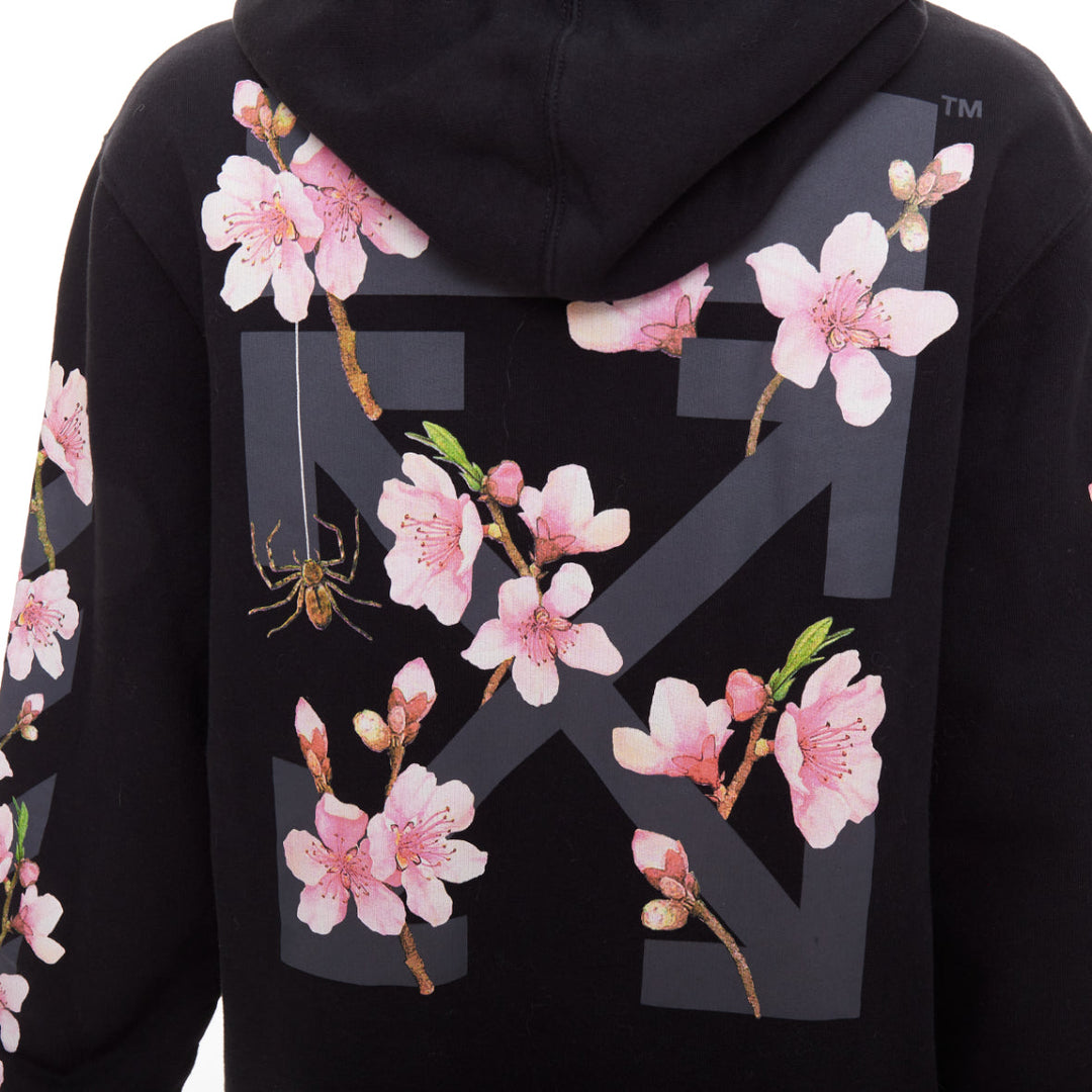 OFF WHITE SSENSE Exclusive black diagonal cherry embroidered hoodie XS