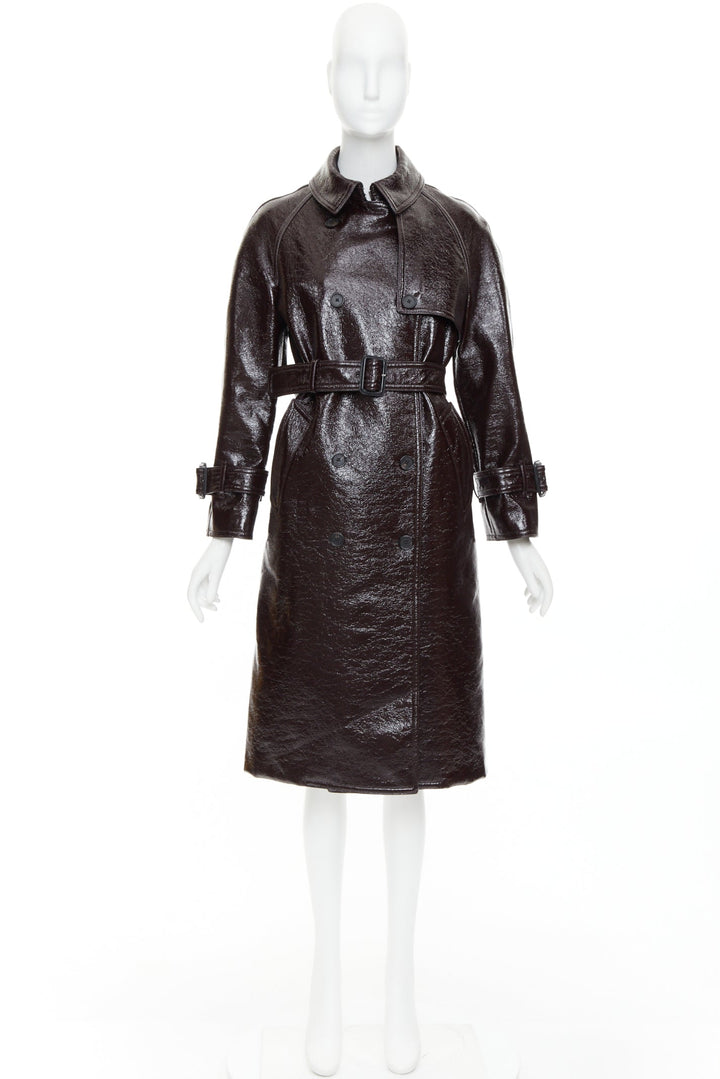 JOSEPH burgundy coated wool felt double breasted trench coat FR34 XS