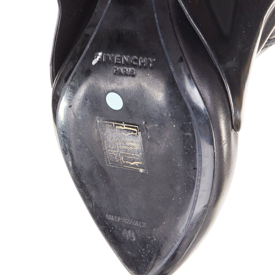 GIVENCHY 2012 Runway Shark Lock  black polished leather foldover boots EU40