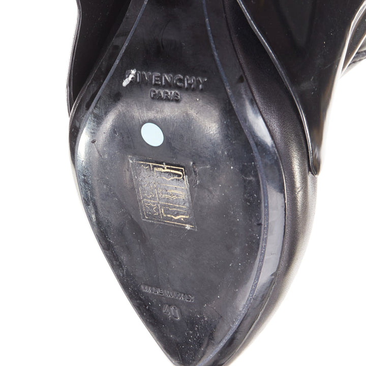 GIVENCHY 2012 Runway Shark Lock  black polished leather foldover boots EU40