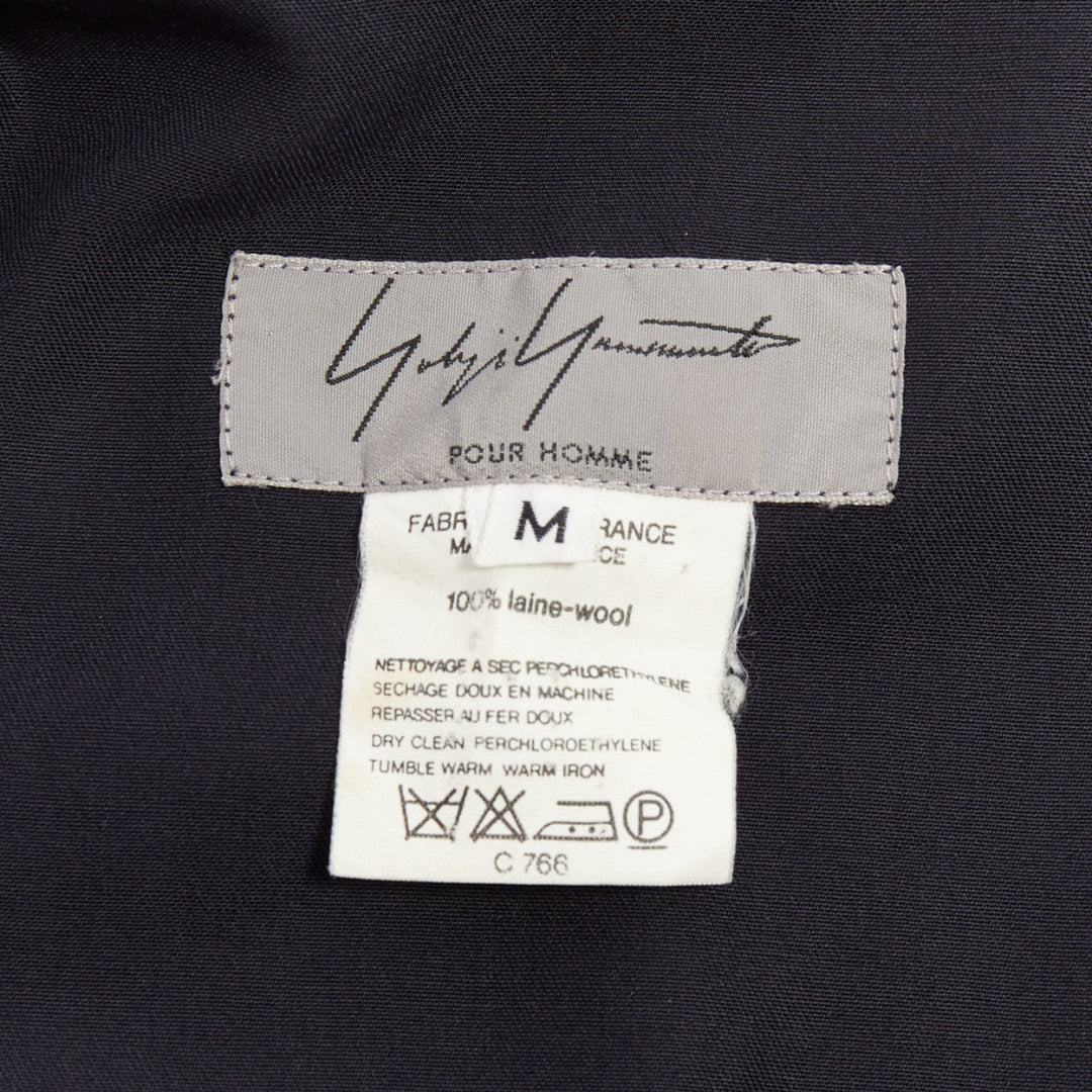 YOHJI YAMAMOTO HOMME navy wool wide cut sleeve boxy cropped blazer M
