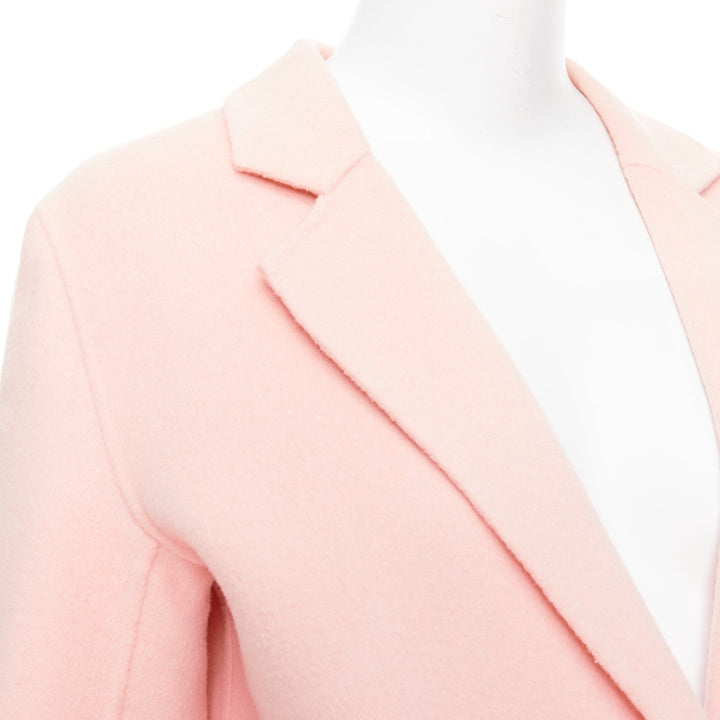 SANDRO pink wool blend notced collar single button long coat FR36 S