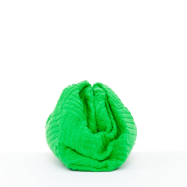 BOTTEGA VENETA 2021 The Pouch green Intrecciato terrycloth frame clutch bag