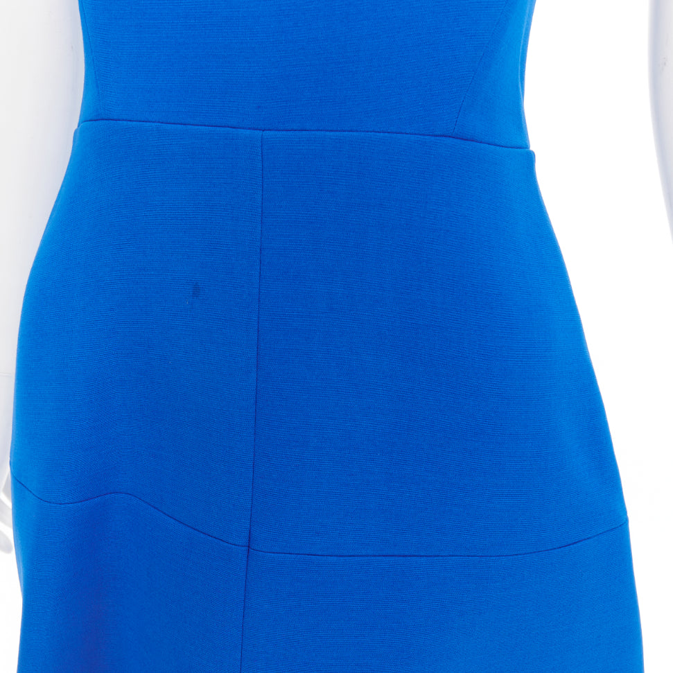 VICTORIA BECKHAM cobalt blue silk structured cap sleeve cocktail dress UK8 S