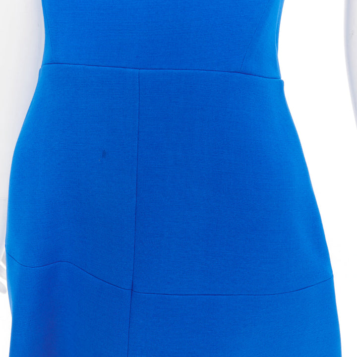 VICTORIA BECKHAM cobalt blue silk structured cap sleeve cocktail dress UK8 S
