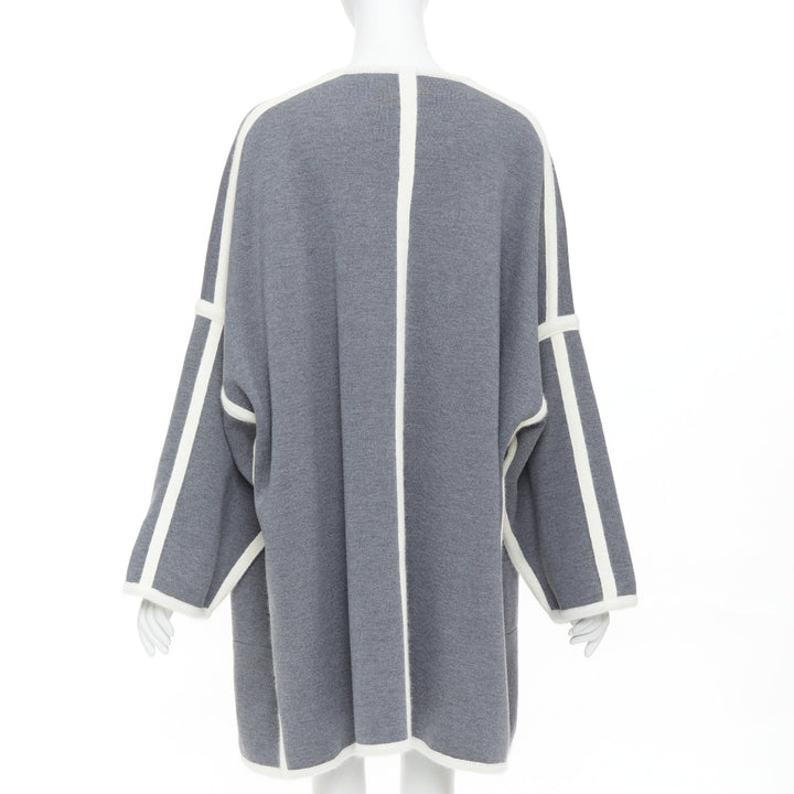 CHLOE 2014 Runway anthracite cage virgin wool angora cape coat S